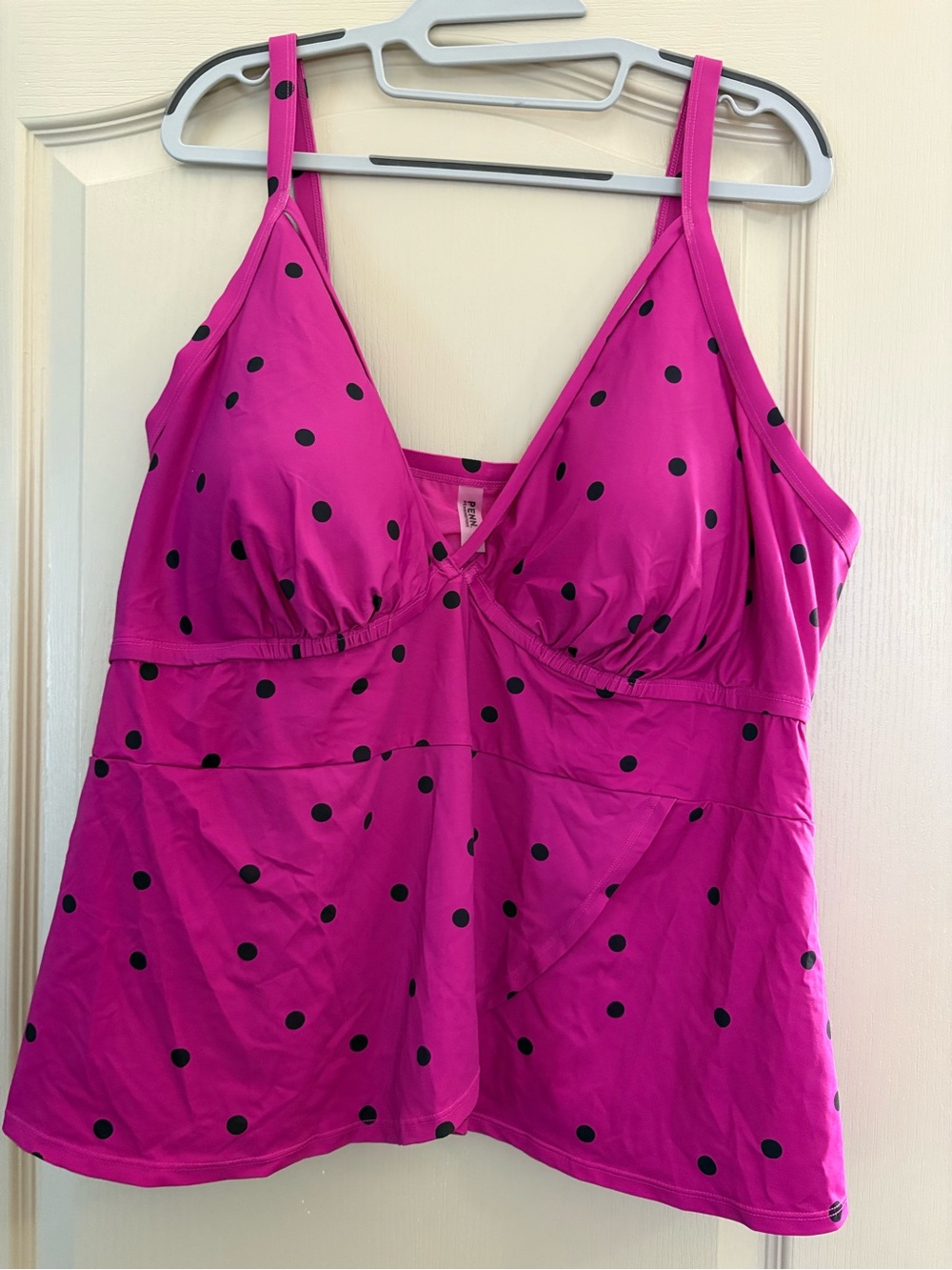 Penningtons Hot Pink Polka Dot Swim Tankini Top